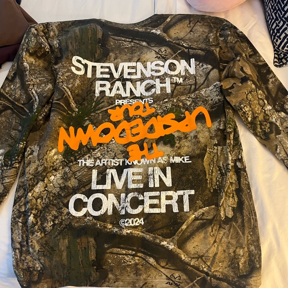 Stevenson Ranch Camouflage Graphic Sweatshirt upside down tour